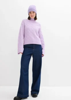 bonprix bonprix Jersey de punto trenzado lila pastel moteado New