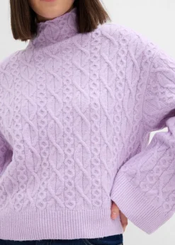 bonprix bonprix Jersey de punto trenzado lila pastel moteado New