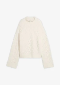 bonprix bonprix Jersey de punto trenzado blanco perla moteado Sale