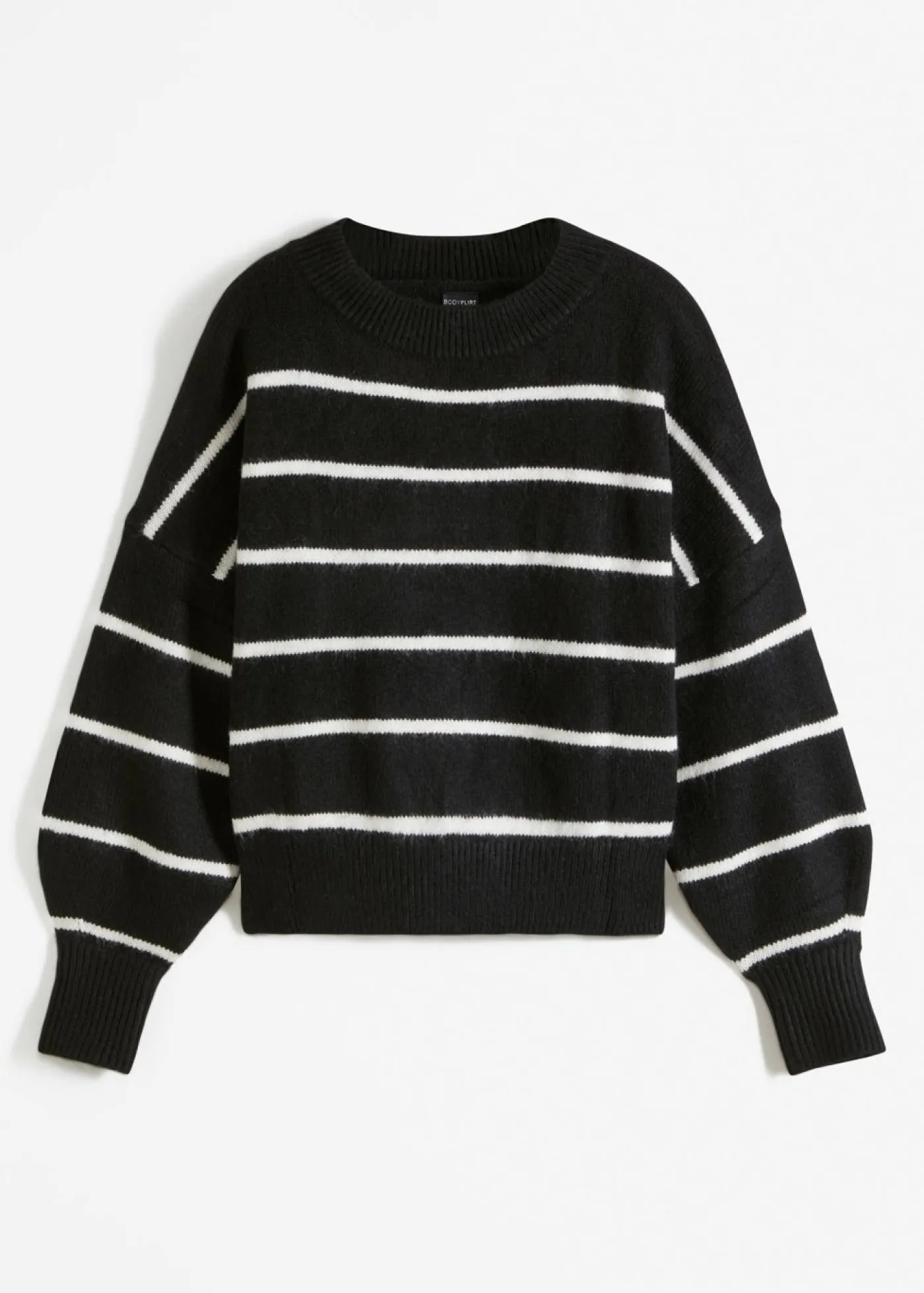 bonprix bonprix Jersey de rayas con corte holgado Negro-blanco lana de rayas Clearance