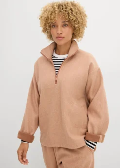 bonprix bonprix Jersey holgado con aspecto de lana marrón moteado New