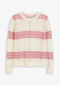 bonprix bonprix Jersey holgado con contenido de lana y alpaca blanco lana a cuadros Discount