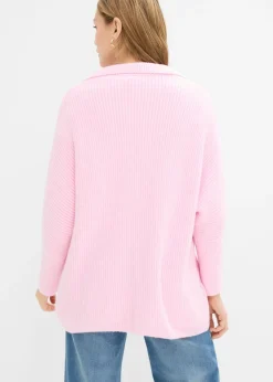 bonprix bonprix Jersey holgado con cuello tipo polo rosa cristal New