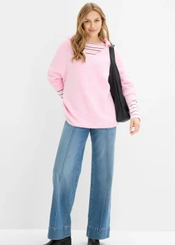 bonprix bonprix Jersey holgado con cuello tipo polo rosa cristal New