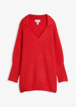 bonprix bonprix Jersey holgado con cuello tipo polo fresa