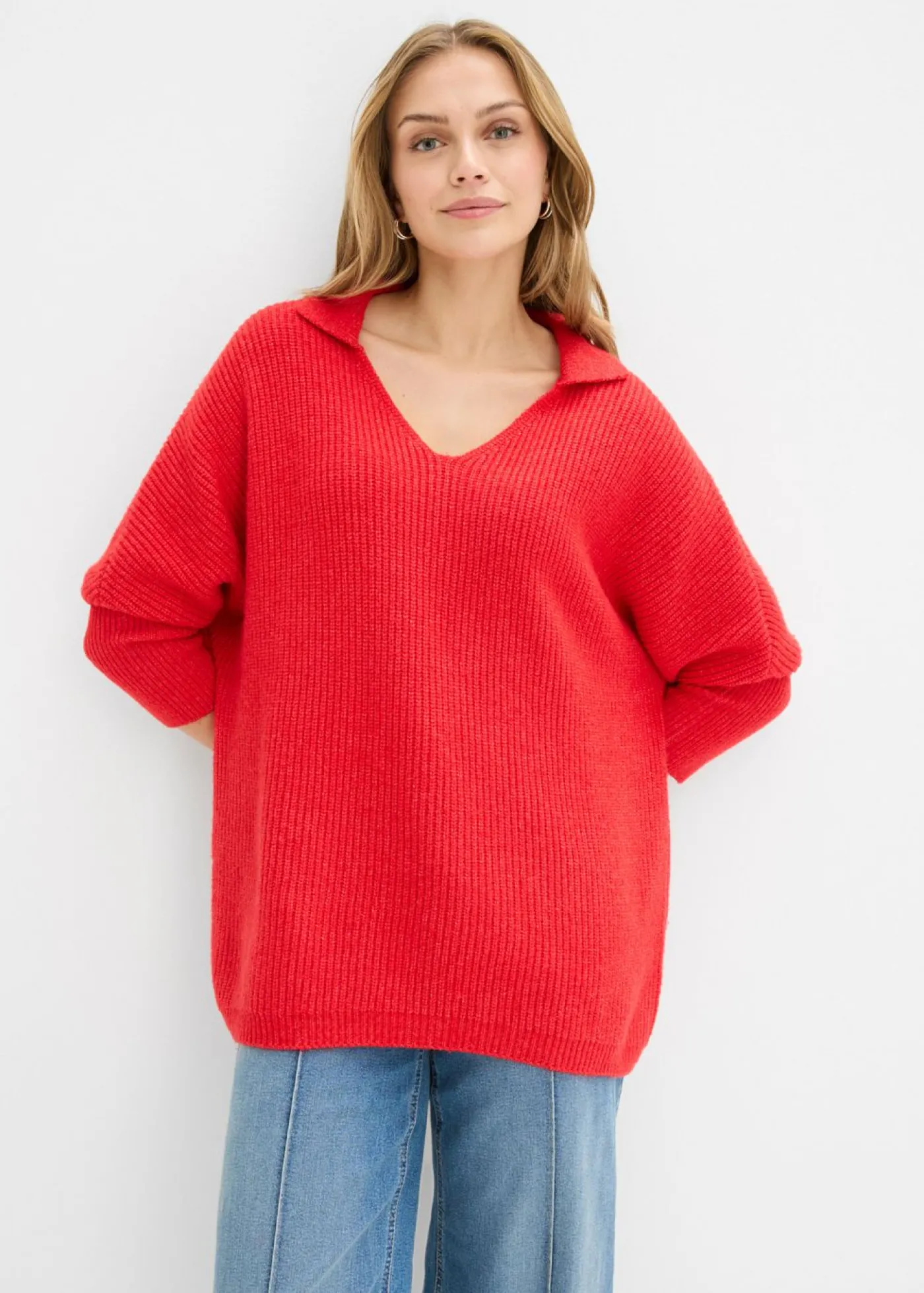 bonprix bonprix Jersey holgado con cuello tipo polo fresa