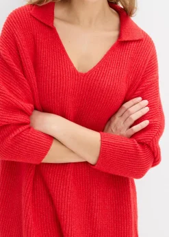 bonprix bonprix Jersey holgado con cuello tipo polo fresa