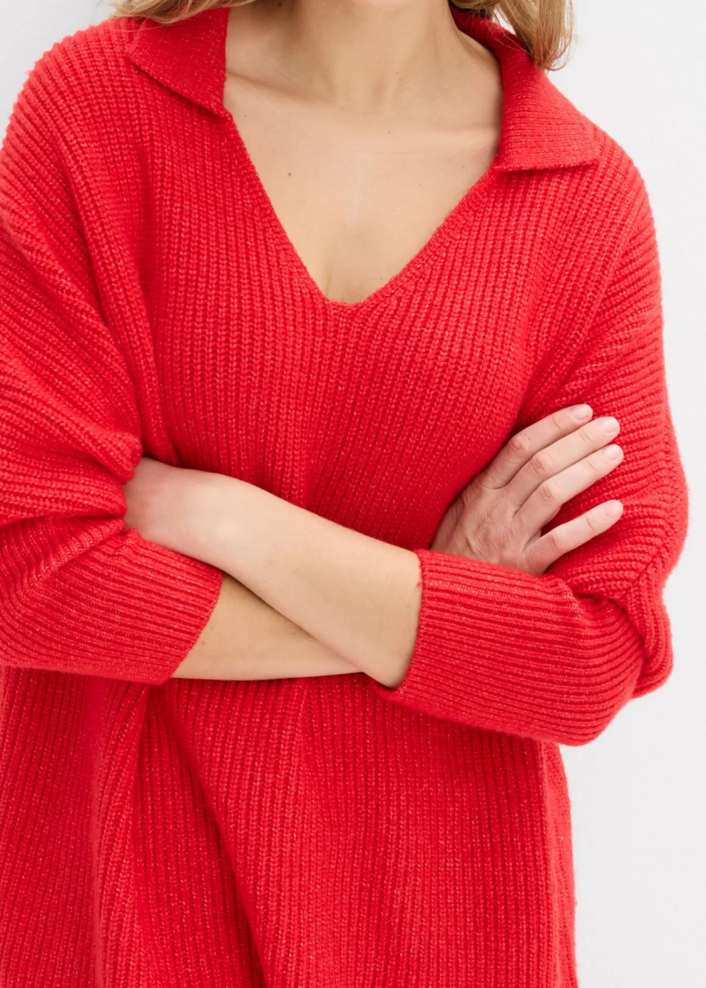 bonprix bonprix Jersey holgado con cuello tipo polo fresa