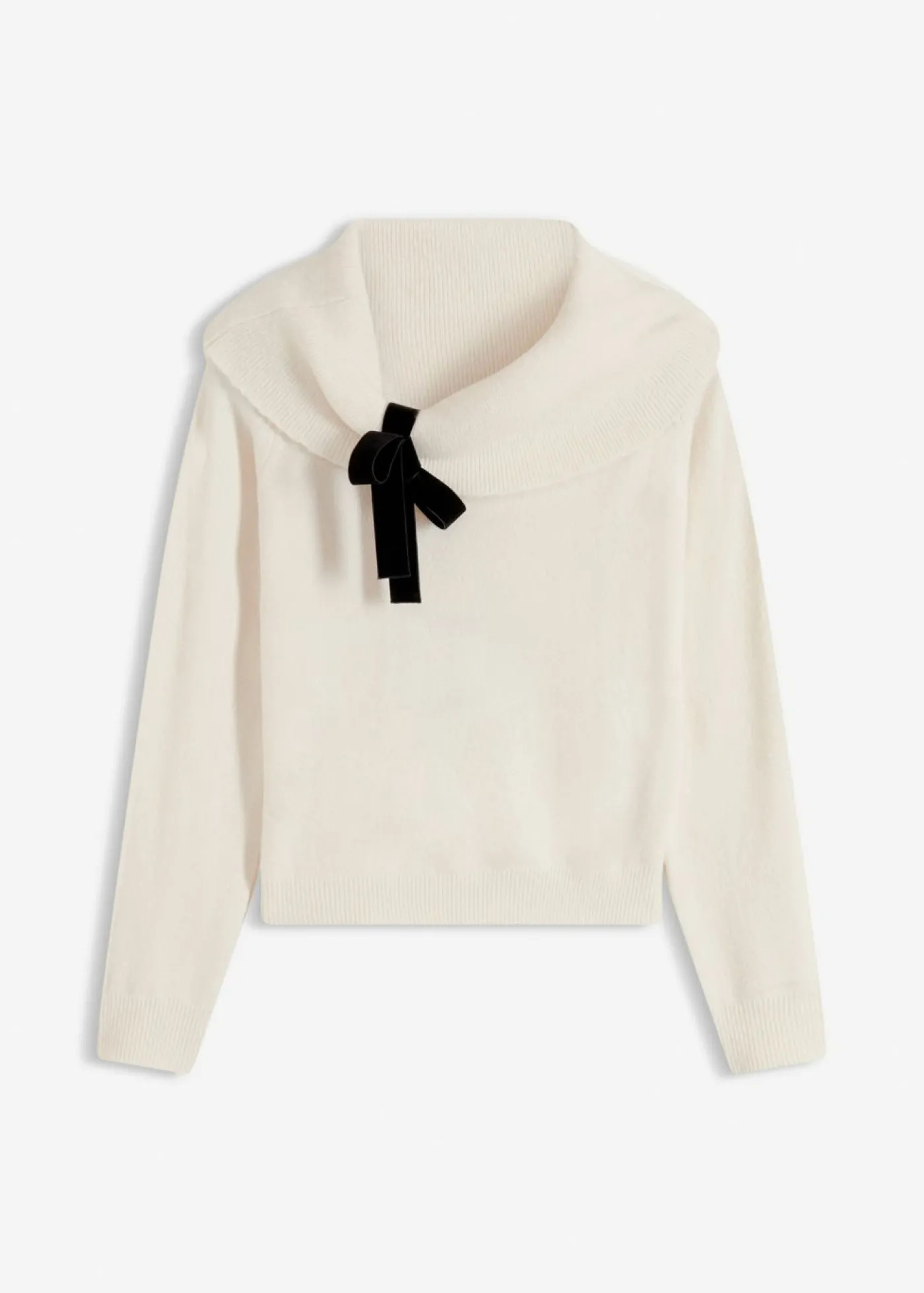 bonprix bonprix Jersey holgado con escote bañera Blanco lana