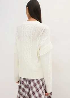 bonprix bonprix Jersey holgado con flecos blanco perla Hot