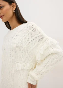 bonprix bonprix Jersey holgado con flecos blanco perla Hot