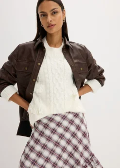 bonprix bonprix Jersey holgado con flecos blanco perla Hot