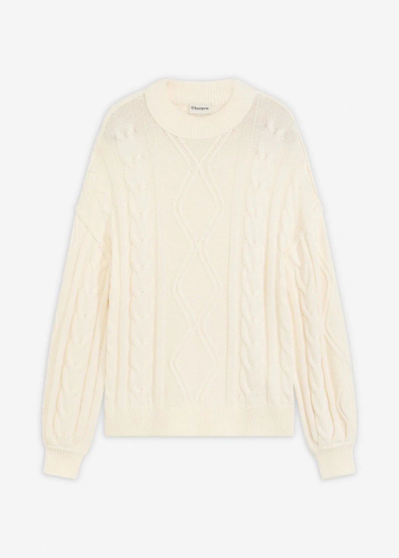 bonprix bonprix Jersey holgado con patrón trenzado blanco perla Outlet
