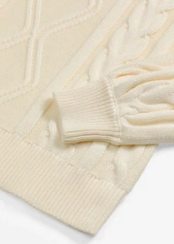 bonprix bonprix Jersey holgado con patrón trenzado blanco perla Outlet