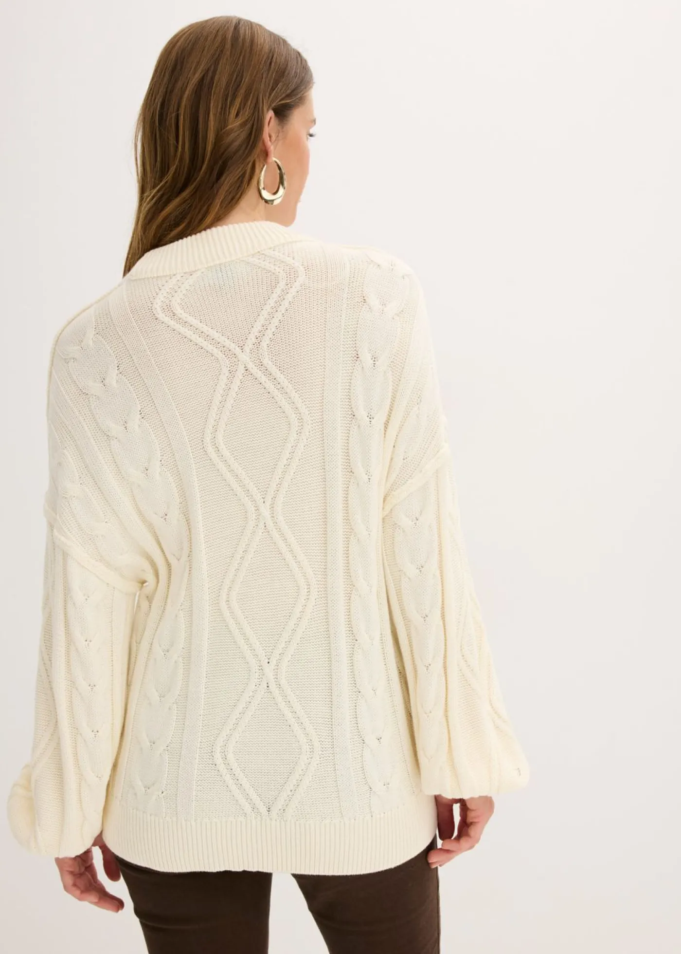 bonprix bonprix Jersey holgado con patrón trenzado blanco perla Outlet
