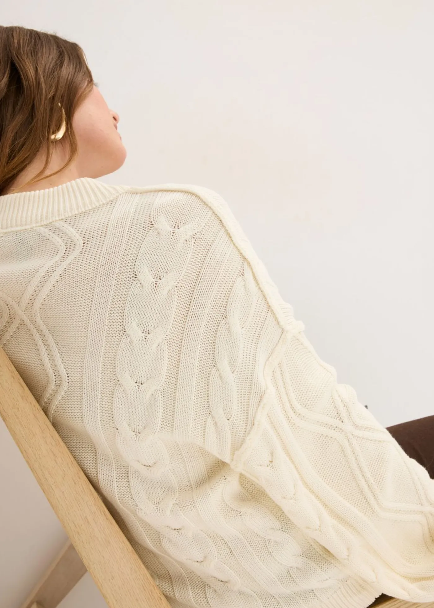bonprix bonprix Jersey holgado con patrón trenzado blanco perla Outlet
