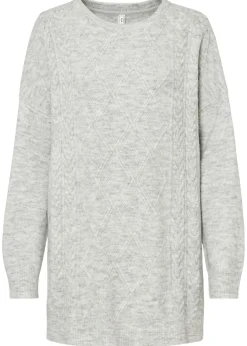 bonprix bonprix Jersey holgado con patrón trenzado Gris claro jaspeado Online