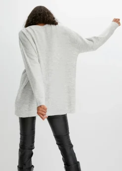 bonprix bonprix Jersey holgado con patrón trenzado Gris claro jaspeado Online