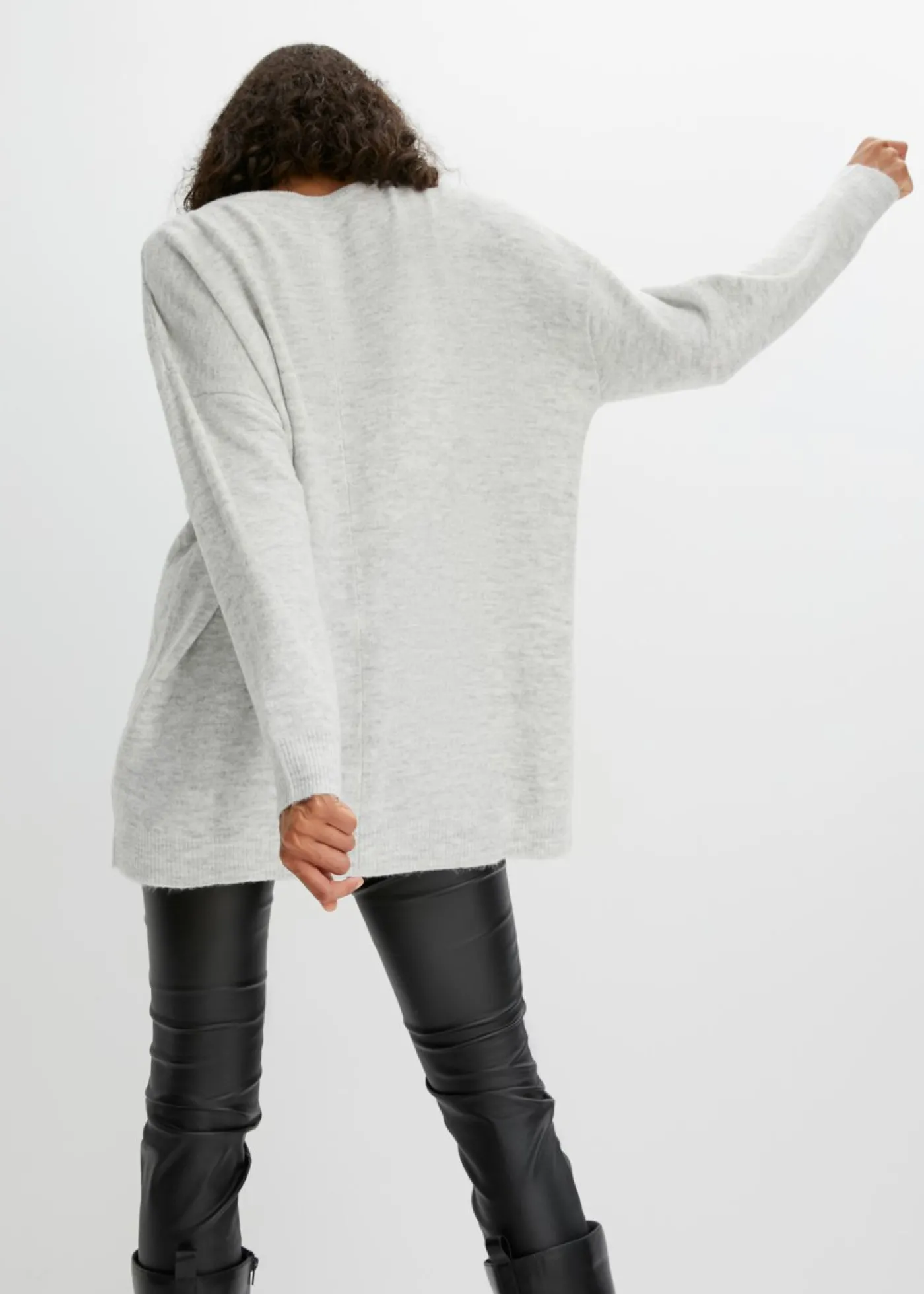 bonprix bonprix Jersey holgado con patrón trenzado Gris claro jaspeado Online