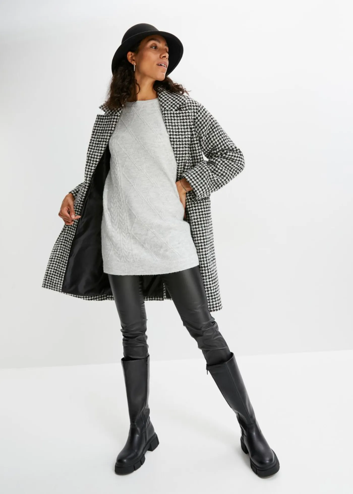bonprix bonprix Jersey holgado con patrón trenzado Gris claro jaspeado Online