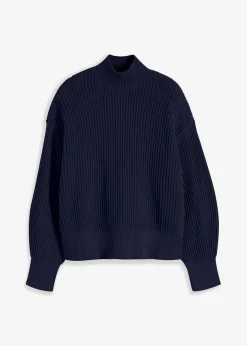 bonprix bonprix Jersey holgado de algodón puro Azul marino New