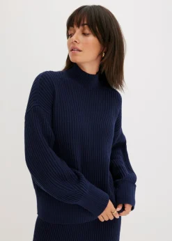 bonprix bonprix Jersey holgado de algodón puro Azul marino New