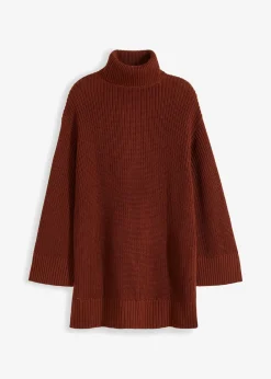 bonprix bonprix Jersey holgado de cuello vuelto de mezcla de algodón Marrón caoba Hot