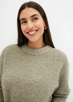 bonprix bonprix Jersey holgado de hilo suave Verde alga