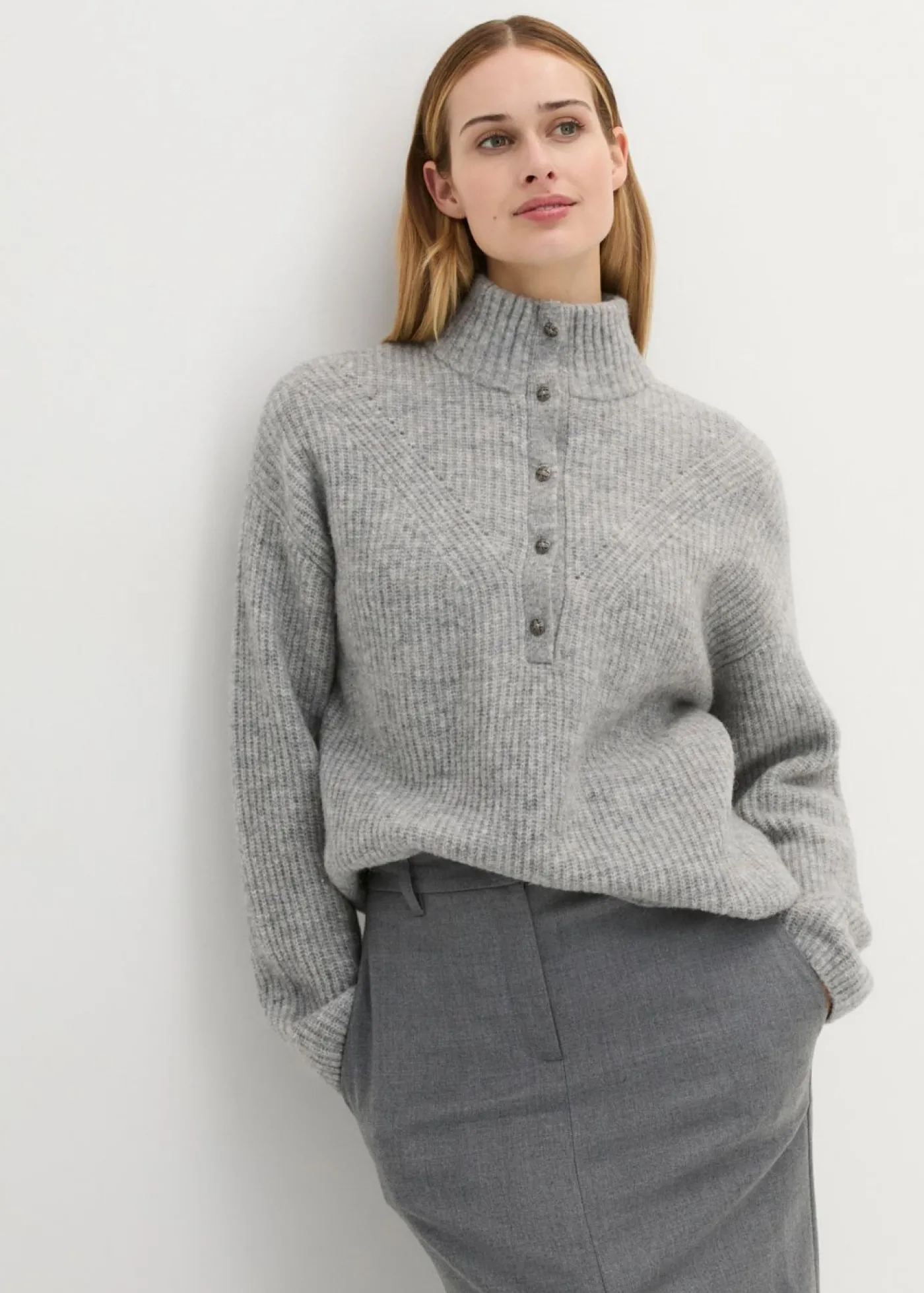 bonprix bonprix Jersey holgado de lana con alpaca Gris claro moteado New