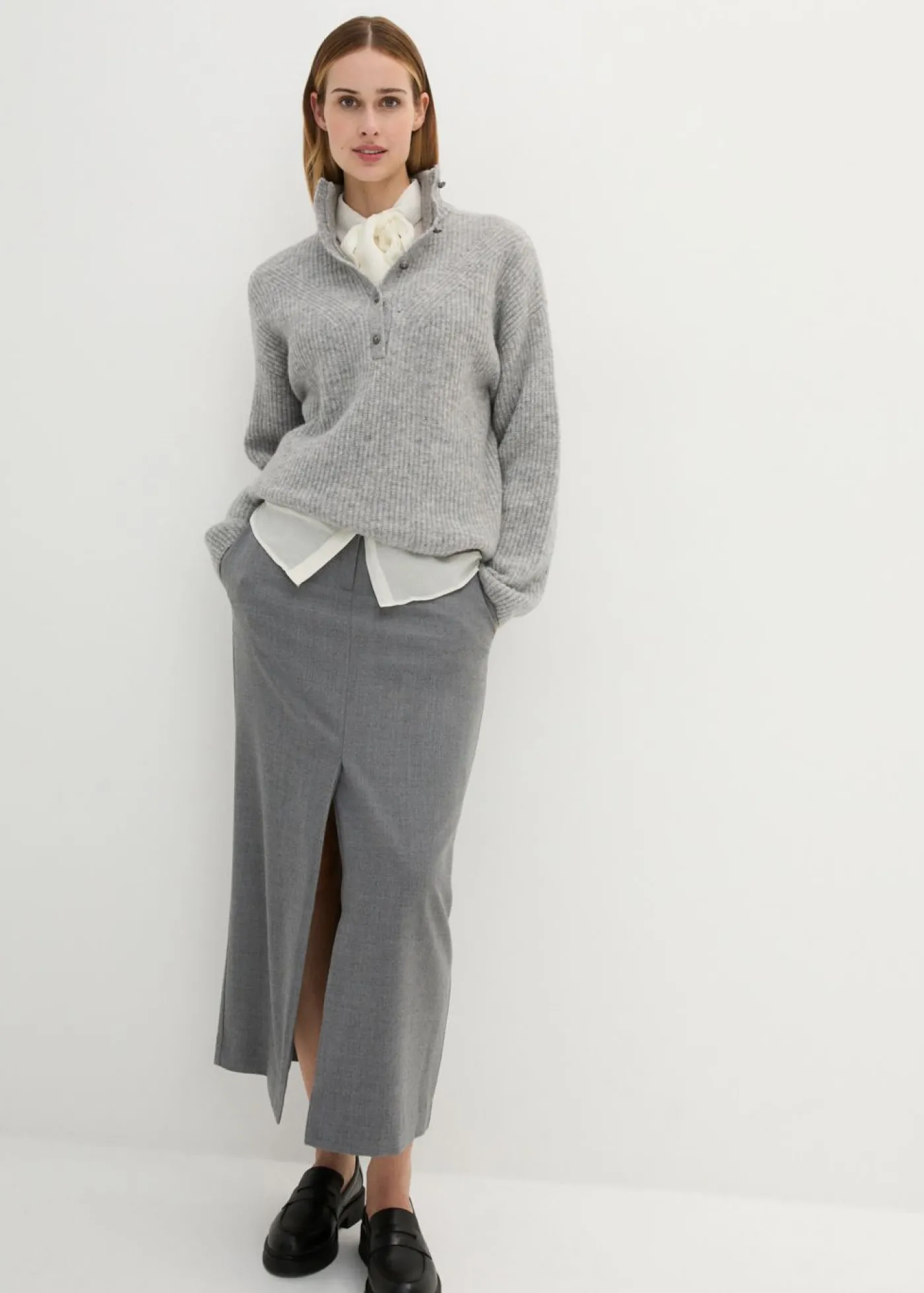 bonprix bonprix Jersey holgado de lana con alpaca Gris claro moteado New
