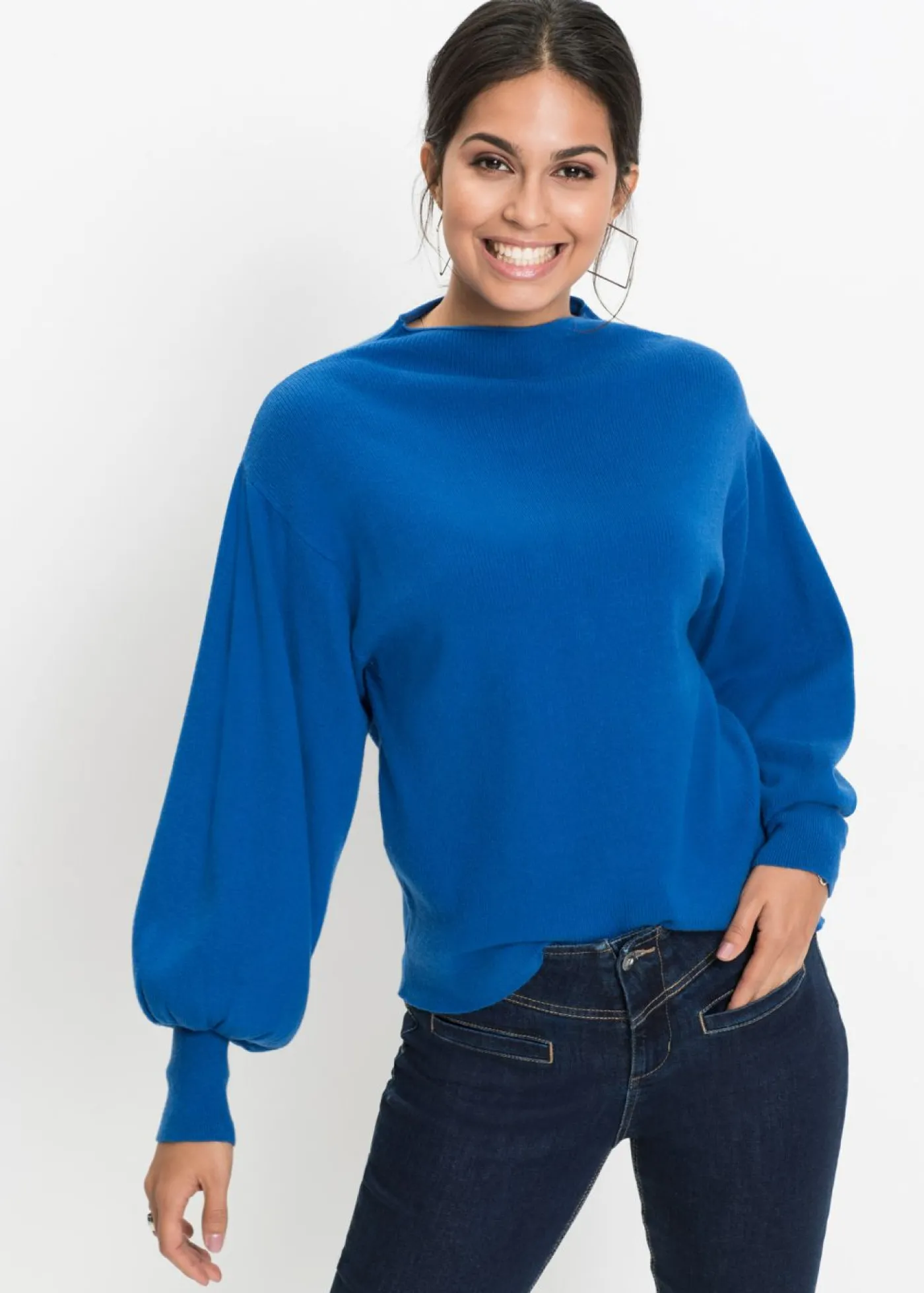 bonprix BODYFLIRT Jersey holgado de mezcla de viscosa Azul azafata New