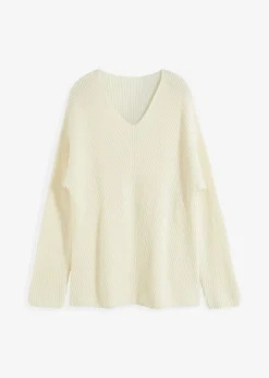 bonprix bonprix Jersey holgado de mezcla de lana Blanco-crema Outlet