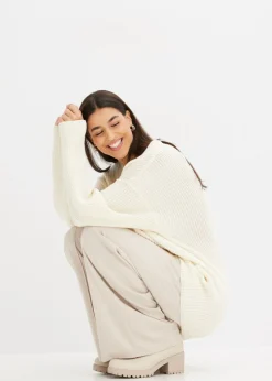 bonprix bonprix Jersey holgado de mezcla de lana Blanco-crema Outlet