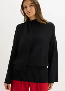 bonprix bonprix Jersey holgado de mezcla de viscosa suave Negro Clearance