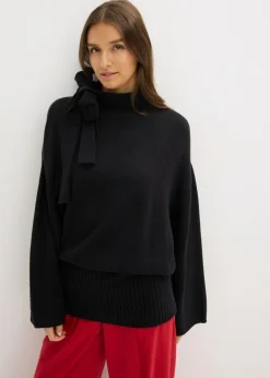 bonprix bonprix Jersey holgado de mezcla de viscosa suave Negro Clearance