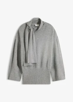 bonprix bonprix Jersey holgado de mezcla de viscosa suave Gris jaspeado Sale