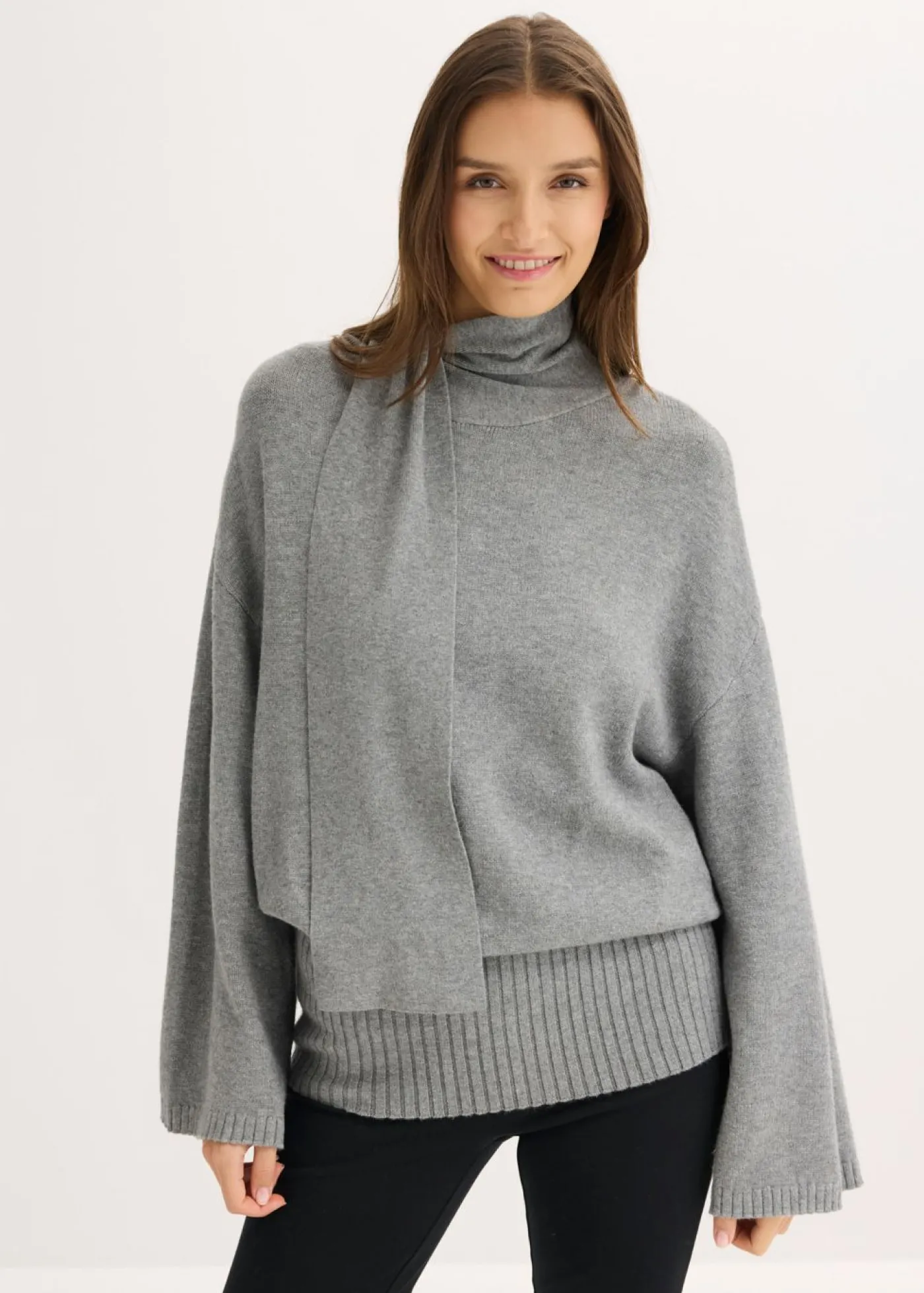 bonprix bonprix Jersey holgado de mezcla de viscosa suave Gris jaspeado Sale