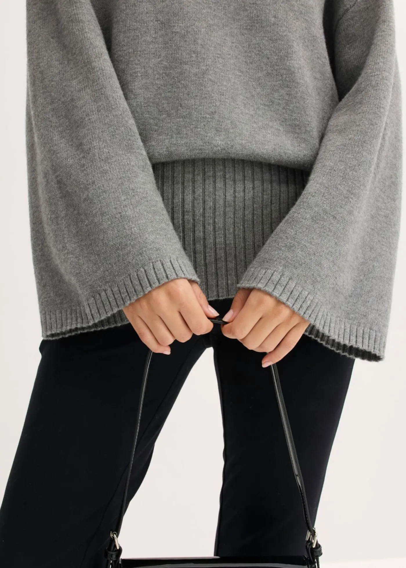 bonprix bonprix Jersey holgado de mezcla de viscosa suave Gris jaspeado Sale