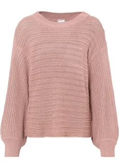 bonprix bonprix Jersey holgado de punto troquelado Rosa vintage
