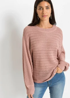 bonprix bonprix Jersey holgado de punto troquelado Rosa vintage
