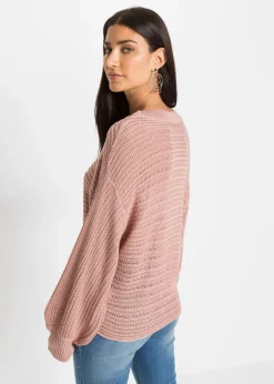 bonprix bonprix Jersey holgado de punto troquelado Rosa vintage