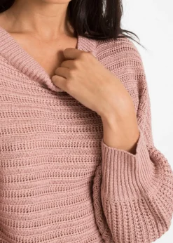bonprix bonprix Jersey holgado de punto troquelado Rosa vintage