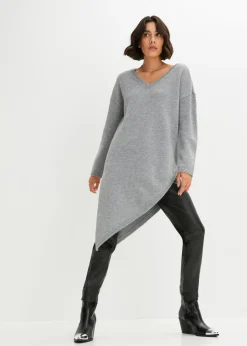 bonprix bonprix Jersey largo Gris claro jaspeado Discount
