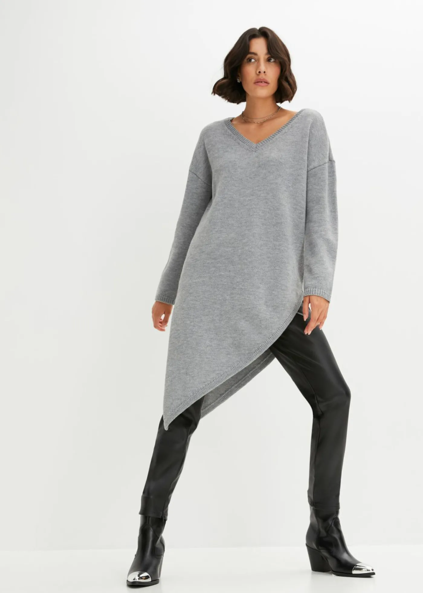 bonprix bonprix Jersey largo Gris claro jaspeado Discount