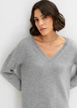 bonprix bonprix Jersey largo Gris claro jaspeado Discount