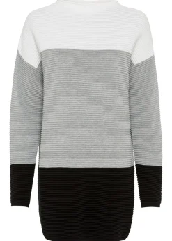bonprix bonprix Jersey largo a rayas blanco lana/gris/negro Hot