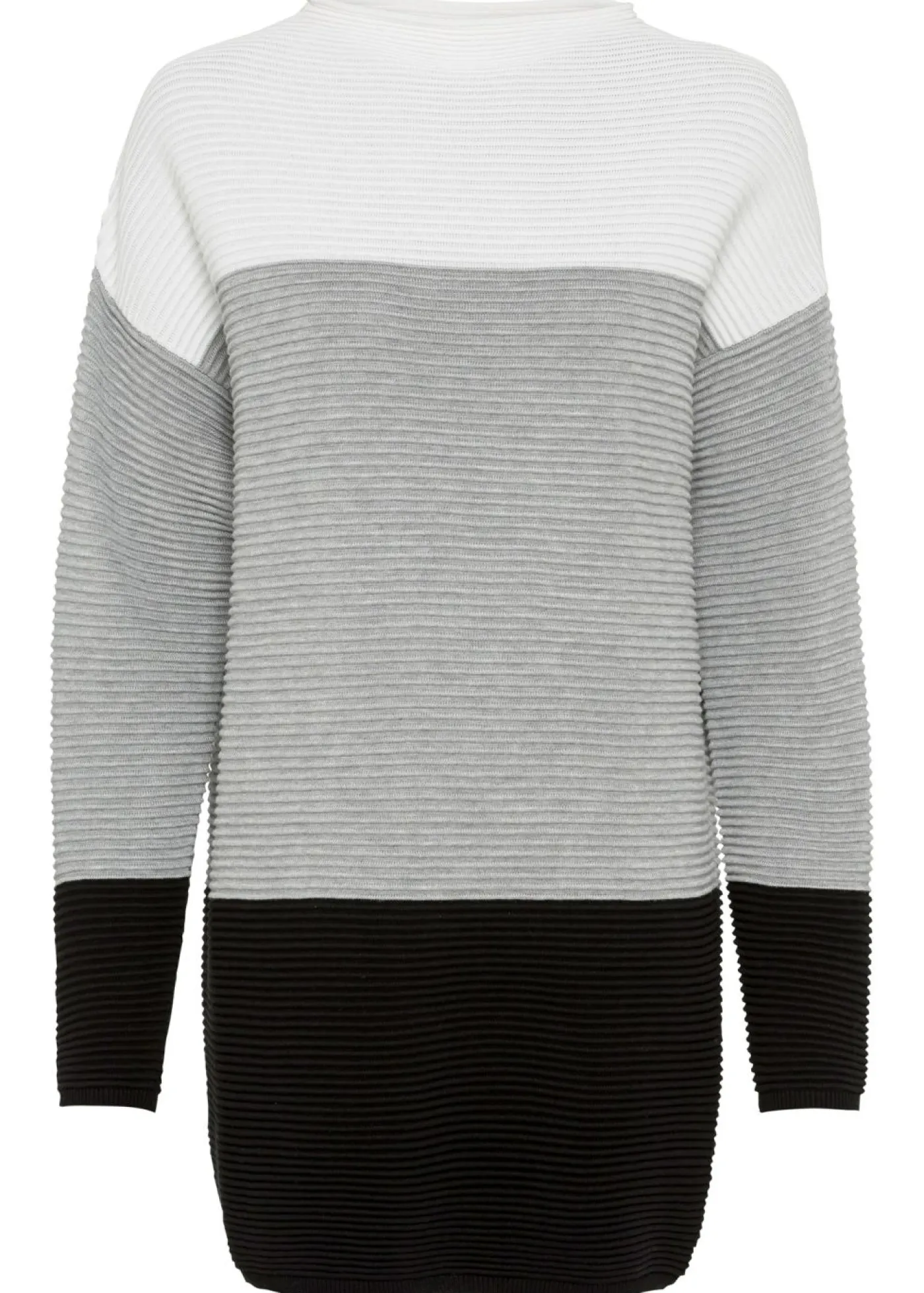 bonprix bonprix Jersey largo a rayas blanco lana/gris/negro Hot