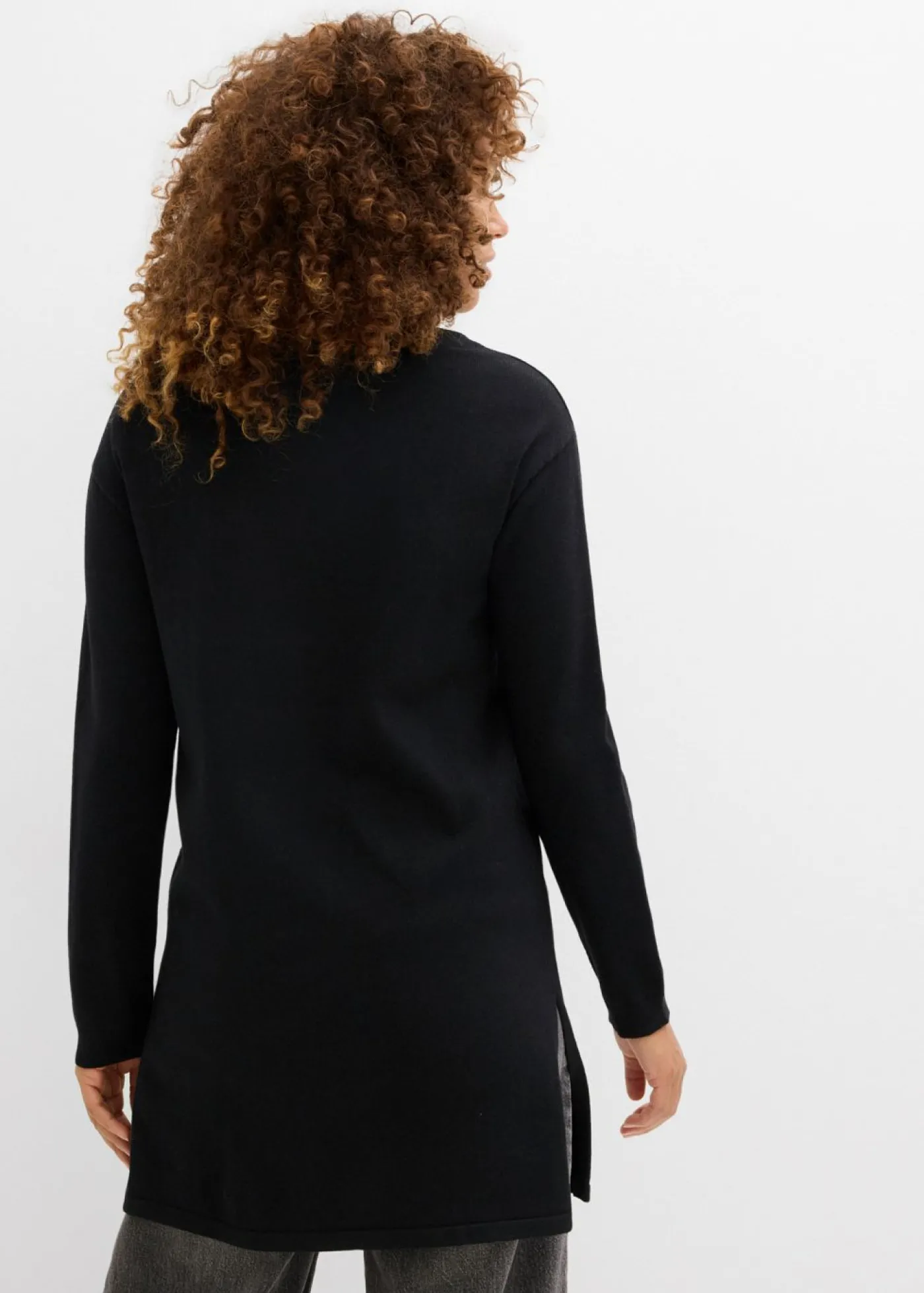 bonprix bonprix Jersey largo con algodón reciclado Negro Outlet