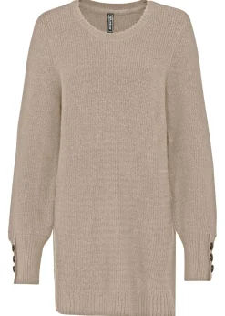 bonprix bonprix Jersey largo con botones Beige Sale
