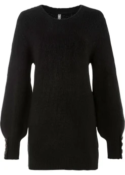 bonprix bonprix Jersey largo con botones Negro Hot